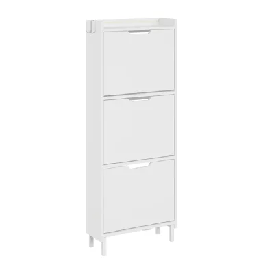 Armoire d'entr&eacute;e 3 tiroirs rabattables blanc