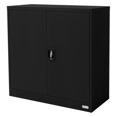 Armoire de classement 90x40x90 cm &agrave; 2 &eacute;tag&egrave;res r&eacute;glables en hauteur acier noir 490011984
