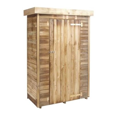 CERLAND Armoire de jardin bois Theo naturelle, l.131 x H.197 x P.69 cm