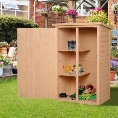 OUTSUNNY Armoire de jardin porte verrouillable 2 &eacute;tag&egrave;res bois sapin