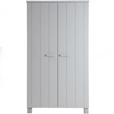 Armoire de penderie - pin bross&eacute; beton gris