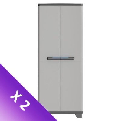 KIS Armoire de rangement haute Linear - 68 x 39 x 173 cm - Noir et gris
