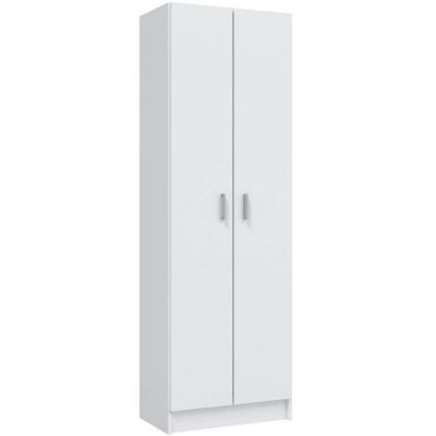Armoire de rangement LISON 2 portes L58,5cm x H180cm - Blanc
