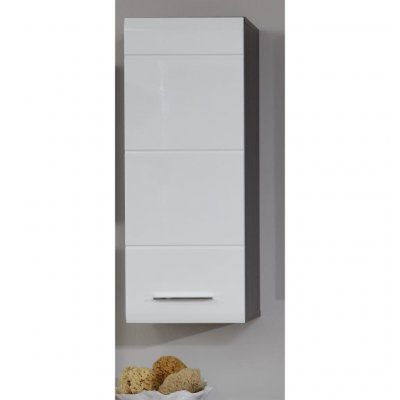 Armoire de toilette 1 porte m&eacute;lamin&eacute; blanc et gris bezzi