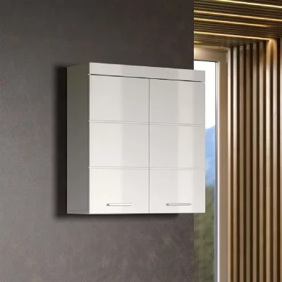 Armoire de toilette 2 portes laqu&eacute; blanc kelia