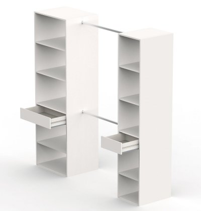 Armoire dressing coloris Blanc - Hauteur 200 x Longueur 200 x Profondeur 50 cm Pegane