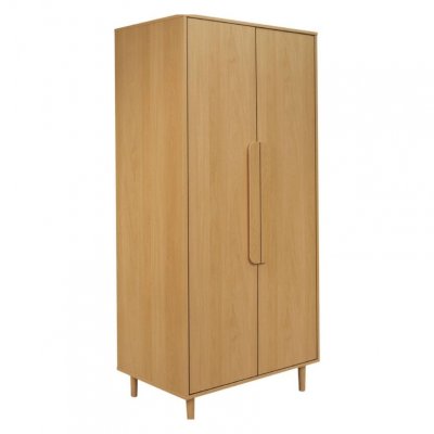 Armoire dressing d&eacute;cor bois de ch&ecirc;ne 2 portes, &eacute;tag&egrave;res et penderie