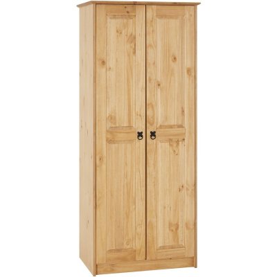 Armoire en pin BARRIO style mexicain, 2 portes, finition teint&eacute;e/cir&eacute;e 