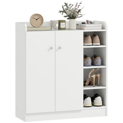 Armoire / etagere / meuble a chaussures tr&egrave;s pratique en panneaux de particules blanc