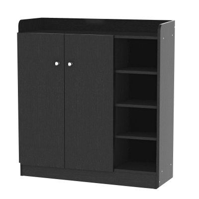 Armoire / etagere / meuble a chaussures tr&egrave;s pratique en panneaux de particules noir