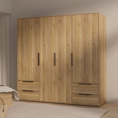 Armoire Forte ORKNEY ch&ecirc;ne Oak Mauvella 4 portes 4 tiroirs 4 &eacute;tag&egrave;res
