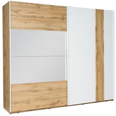Armoire, garde robe wood deux portes coulissantes 200 cm. Dressing complet. Miroir inclus.