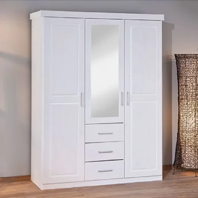Armoire G&eacute;raldo 3 portes / 3 tiroirs blanc 
