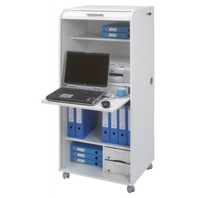Armoire informatique blanche roulettes - coloris: blanc ORGA140BLB