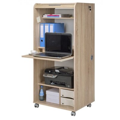 Armoire informatique mobile ch&ecirc;ne - coloris: ch&ecirc;ne naturel ORGA140CNB