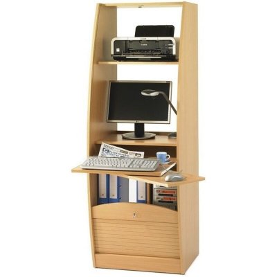 Armoire informatique style contemporain d&eacute;cor h&ecirc;tre - L 60 cm
