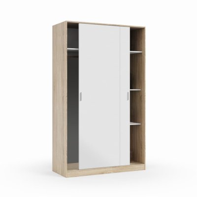 Armoire JULIA 2 portes coulissantes L120 x H200cm - Blanc / Bois 