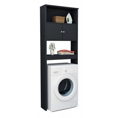 BEAUX MEUBLES PAS CHERS Armoire lave-linge 2 portes noir ARM5006-90
