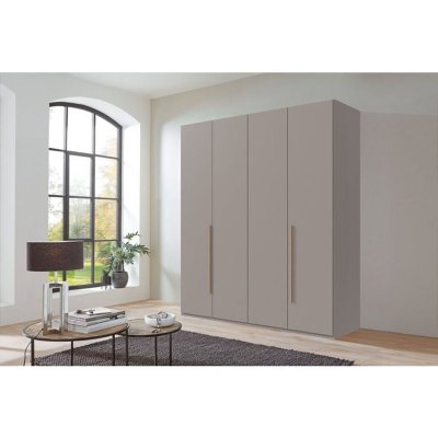 Armoire LONDON 4 portes battantes 3 tiroirs gris sahara 180x58x208 cm