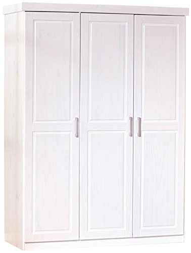 Armoire Magnus 3 Portes Blanc, Dim : 140 x 55 x 190 cm -PEGANE-