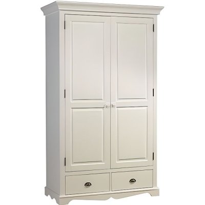 Armoire penderie blanche 2 portes 2 tiroirs