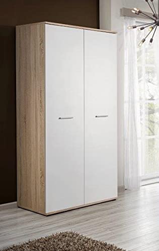 Armoire-penderie - dino - 90 cm x 191 cm x 55 cm - Ch&ecirc;ne et blanc - Livraison gratuite - Blanc