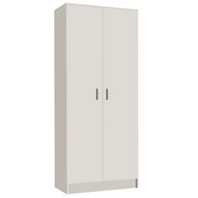 Armoire rangement nettoyage 2 portes en m&eacute;lamine coloris blanc - dim : h180 x l73 x p37 cm -pegane-