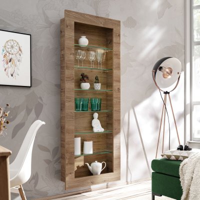 Armoire Suspendue Como, Ch&ecirc;ne - Miel Truff&eacute;, Sans LED, Pour Salon, Chambre &agrave; Coucher