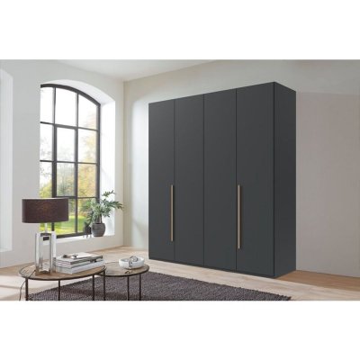 Armoire Wimex London Graphite 4 Portes Battantes 3 Tiroirs 180x58x208 Cm
