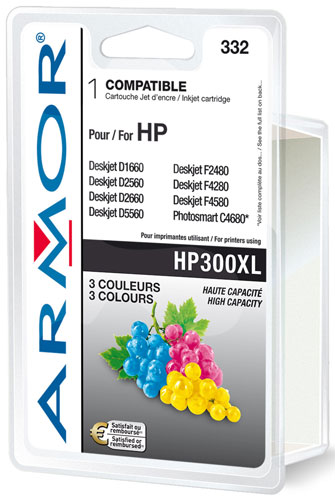 ARMOR  Cartouche compatible Jet d'encre 3 couleurs Cyan Magenta Jaune HP 300XL B20273R1