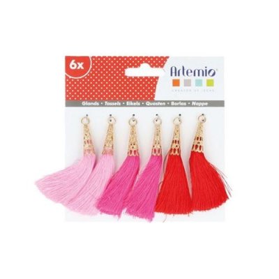 ARTEMIO  Camaieu Rose Set de 6 Pompons Tassels, Autre, Rose, 12,5 x 1 x 12,5 cm 13001034