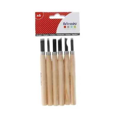 ARTEMIO  Lot de 6 Gouges, Bois, Multicolore, 9 x 1,5 x 20 cm 18004059