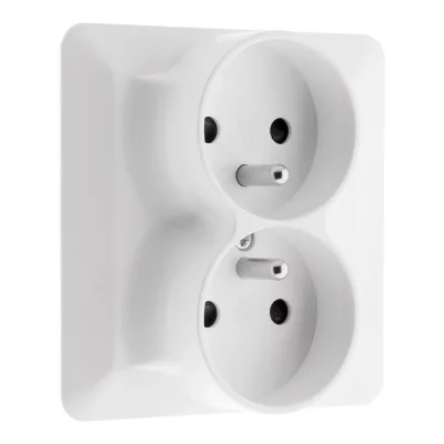 ZENITECH ARTEZO Double prise  avec terre 2P+T 16 A monoposte blanc