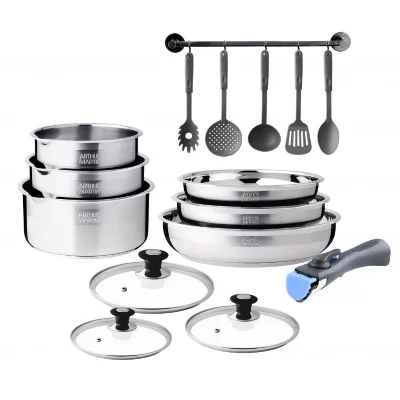 ARTHUR MARTIN  Batterie de cuisine induction grise - 15 pi&egrave;ces T.U