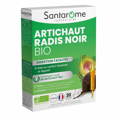 SANTAROME Artichaut bio et radis noir bio confort digestif 20 ampoules de 10ml