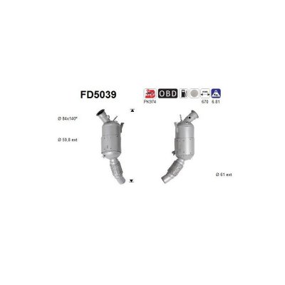 AS  Filtre &agrave; particules (&eacute;chappement) FD5039