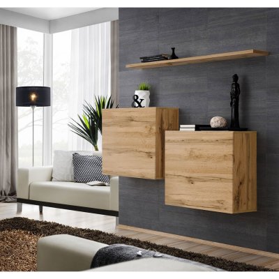 ASM Commode - Switch SB I - 2 Vitrines Carr&eacute;es - 1 &eacute;tag&egrave;re - Bois