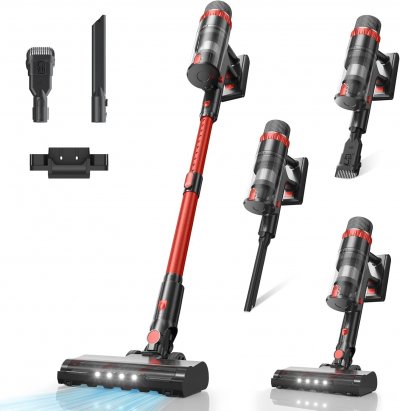 VENDOS85 Aspirateur Balai Rouge 48 kPa 70 min HEPA LED - Neuf