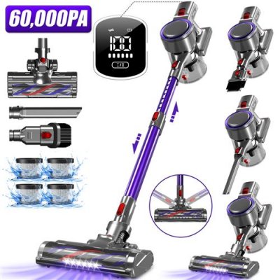 HOMIMASTER Aspirateur Balai Sans Fil 27,000Pa / 230AW, 50min d'Autonomie avec &Eacute;cran Tactile LED