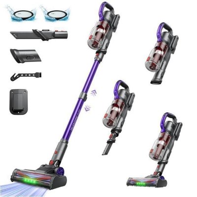 ERABROS Aspirateur Balai sans Fil EV3-500W/60Kpa-60Min-Batterie Amovible-Anti-Emm&ecirc;lement