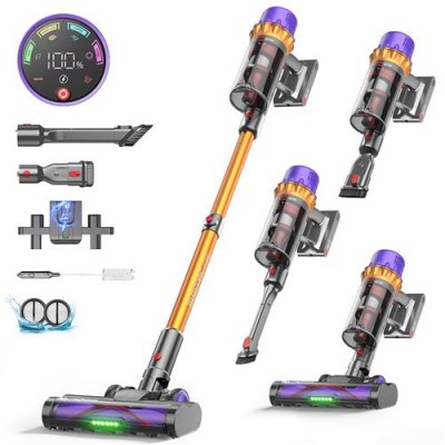 ERABROS Aspirateur Balai sans Fil EV5-600W/80 Min-Ecran LED-Batterie Amovible-LED Verte