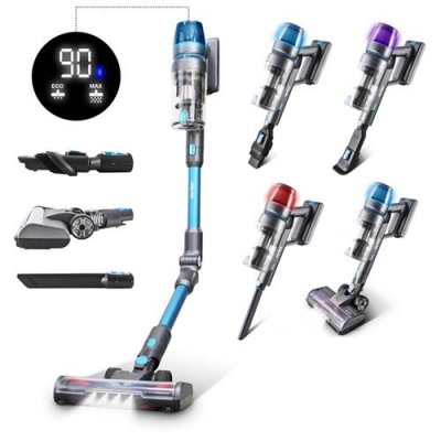 VORTEX Aspirateur Balai Sans Fil Tube Pliable Bleu Et Gris 450w F45p 