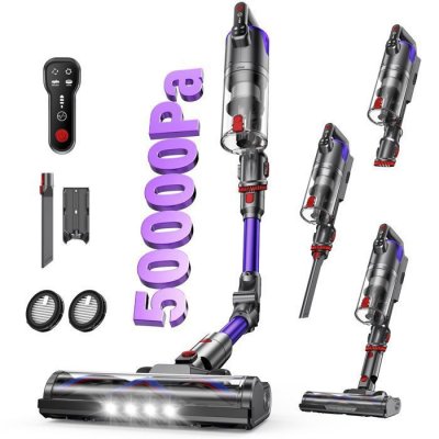 YOIMOIMO Aspirateur balai sans fil  550W 50Kpa Autonomie 45 min Violet