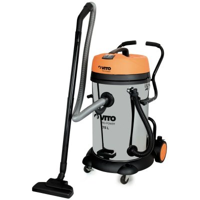 VITO PRO POWER Aspirateur eau et poussi&egrave;res 2400W Cuve 75 litres Inox Nettoyage professionnel VITO