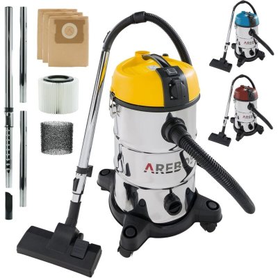 AREBOS Aspirateur Industriel 6en1 1300W 30L Acier Inoxydable Fonction de soufflage Jaune - Jaune - 
