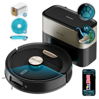 CECOTEC Aspirateur Robot et Laveur de Sols avec IA  Conga M100 Spin AI