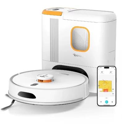 TEENDOW Aspirateur Robot Laveur 4-en-1 6000 Pa, avec App, Navigation LDS, 5000mAh 240 mins