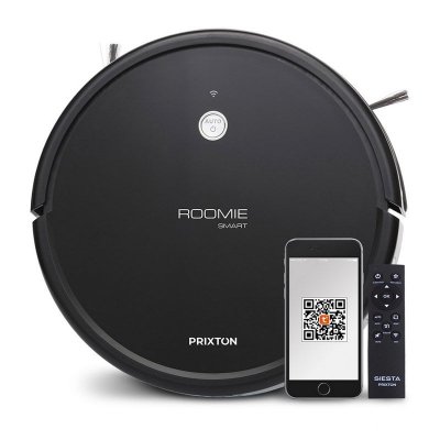 PRIXTON Aspirateur robot roomie smart aspire et lave gyroscope cartographie wifi app noir