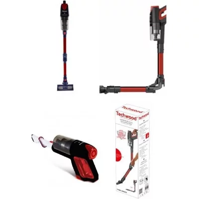 TECHWOOD Aspirateur Sans Fil rouge avec Tube FLEXIBLE ET PLIABLE 140W