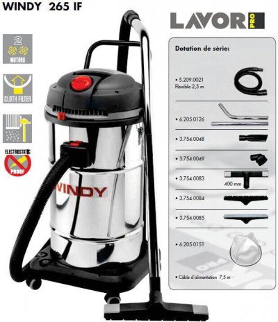 LAVOR Aspirateur sans sac Professionnel  Pro Windy 265 IF